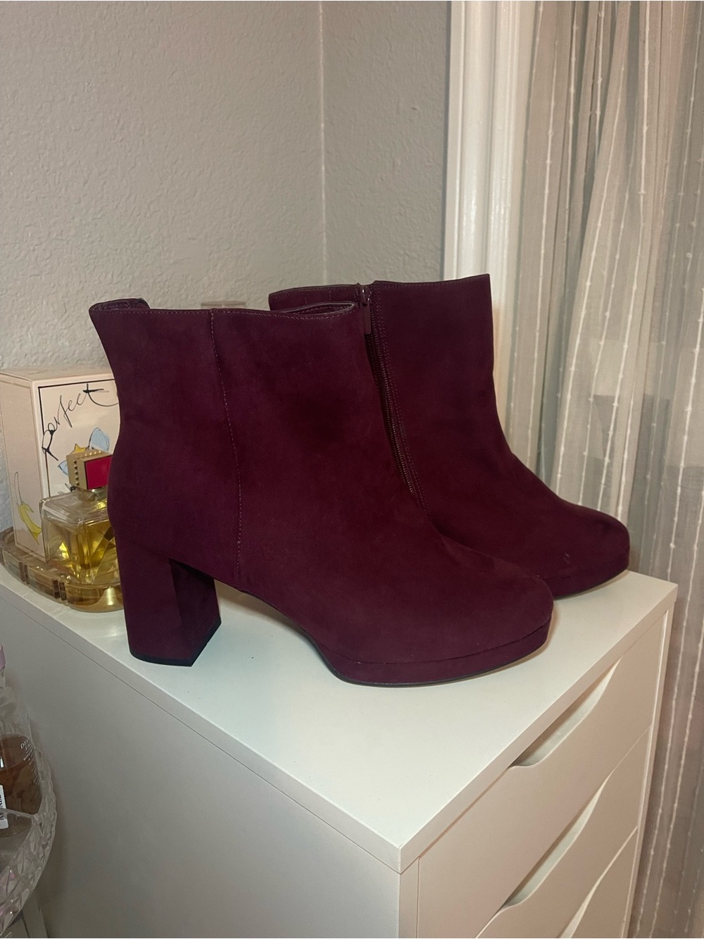 torrid Wine Suede Block Heel Ankle Boots